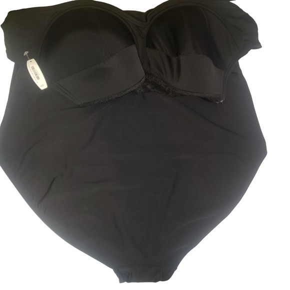 ADORE ME Black One Piece Swimsuit with Crochet Detail Plus Size 44DD NEW - Picture 8 of 11